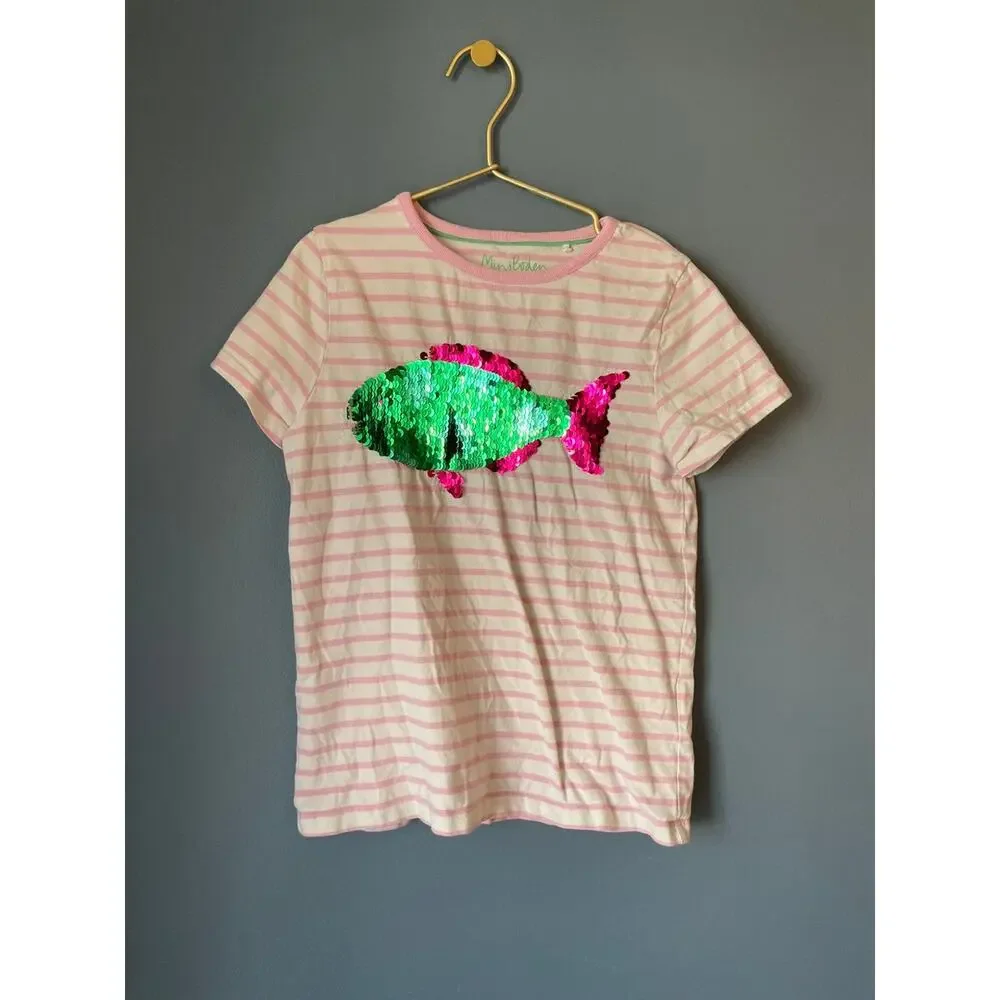Mini boden fish‎ sequin shirt